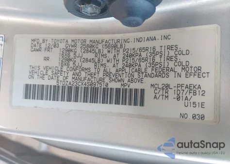 2004 Toyota Sienna Le из США, поврежденный, VIN 5TDZA23CX4S097510